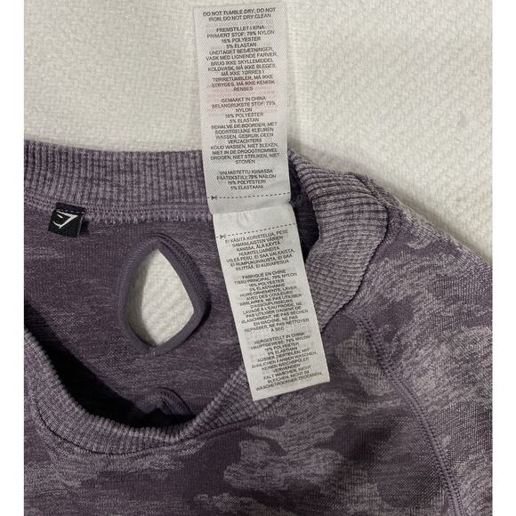 Gymshark Adapt Purple Camo Long Sleeve Cropped Gym Top Workout Medium - Picture 9 of 11